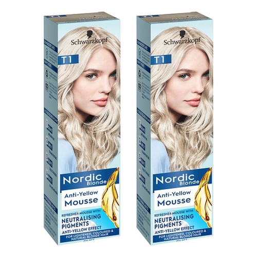 Schwarzkopf Nordic Blonde Anti-Yellow Mousse 92g Pack of 2