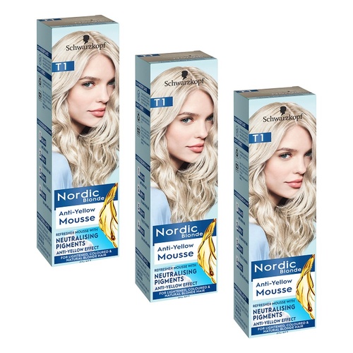 Schwarzkopf Nordic Blonde Anti-Yellow Mousse 92g Pack of 3