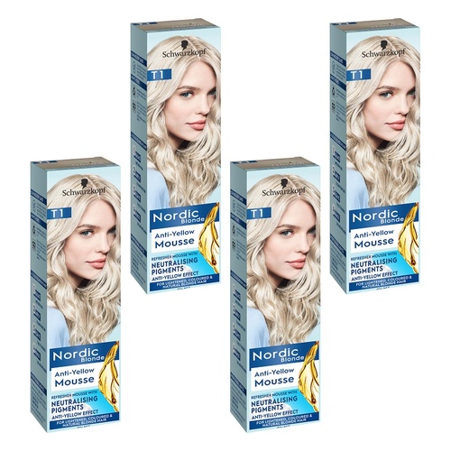 Schwarzkopf Nordic Blonde Anti-Yellow Mousse 92g Pack of 4