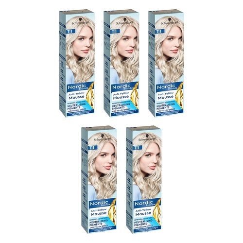 Schwarzkopf Nordic Blonde Anti-Yellow Mousse 92g Pack of 5