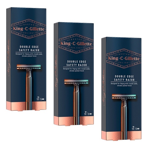 King C. Gillette Men's Double Edge Safety Razor Pack of 3