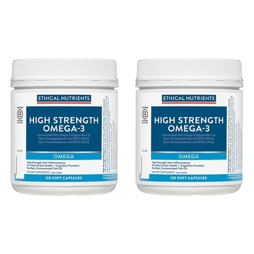 Ethical Nutrients High Strength Omega-3 Fruit Punch 120 Capsules Pack of 2