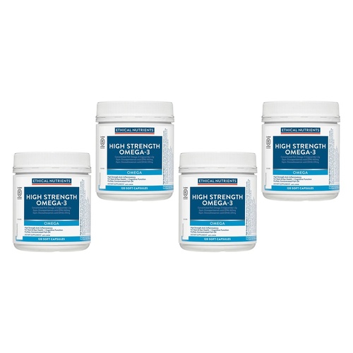 Ethical Nutrients High Strength Omega-3 Fruit Punch 120 Capsules Pack of 4