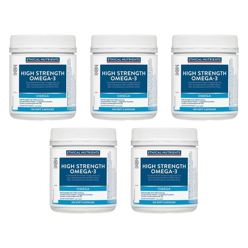 Ethical Nutrients High Strength Omega-3 Fruit Punch 120 Capsules Pack of 5
