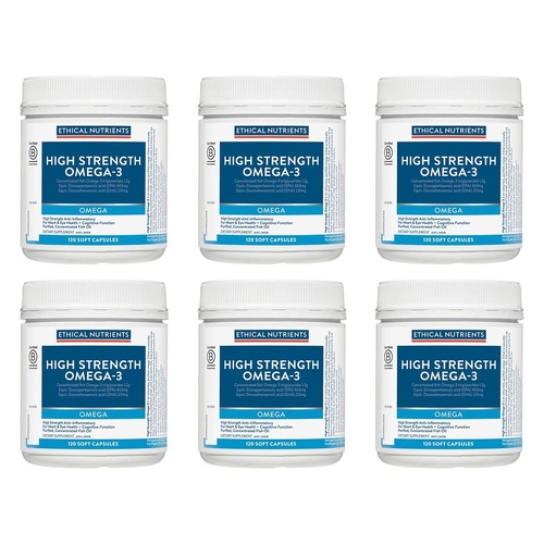 Ethical Nutrients High Strength Omega-3 Fruit Punch 120 Capsules Pack of 6