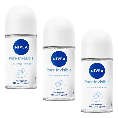 NIVEA Pure Invisible 72H Anti-Perspirant 50mL Pack of 3