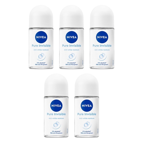 NIVEA Pure Invisible 72H Anti-Perspirant 50mL Pack of 5