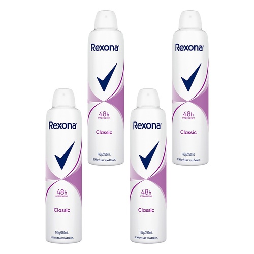 Rexona Antiperspirant Aerosol Deodorant Classic 250mL Pack of 4