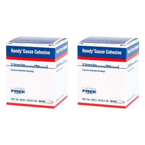Handy Handygauze Cohesive Retention Bandage 2.5cm x 400cm Pack of 2
