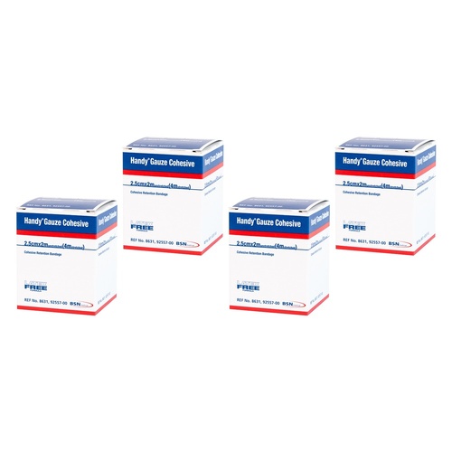 Handy Handygauze Cohesive Retention Bandage 2.5cm x 400cm Pack of 4