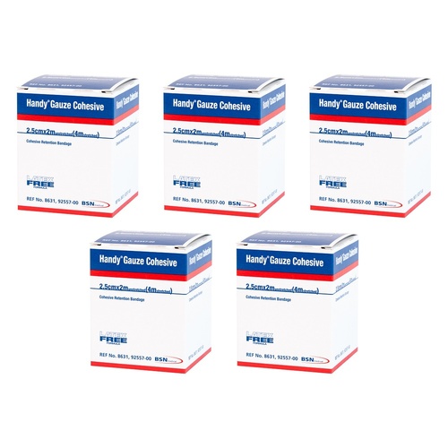 Handy Handygauze Cohesive Retention Bandage 2.5cm x 400cm Pack of 5