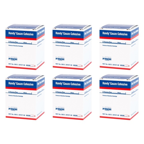 Handy Handygauze Cohesive Retention Bandage 2.5cm x 400cm Pack of 6