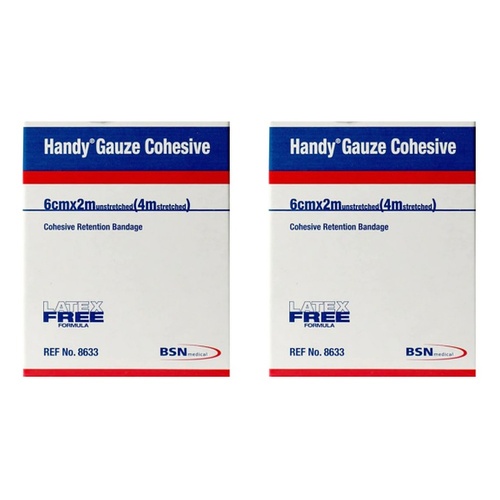 Handy Handygauze Cohesive Retention Bandage 6cm x 2m Pack of 2