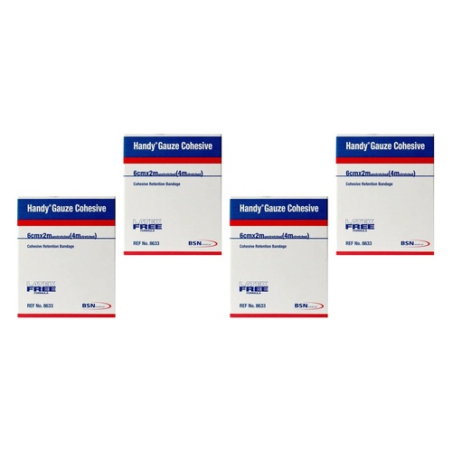 Handy Handygauze Cohesive Retention Bandage 6cm x 2m Pack of 4