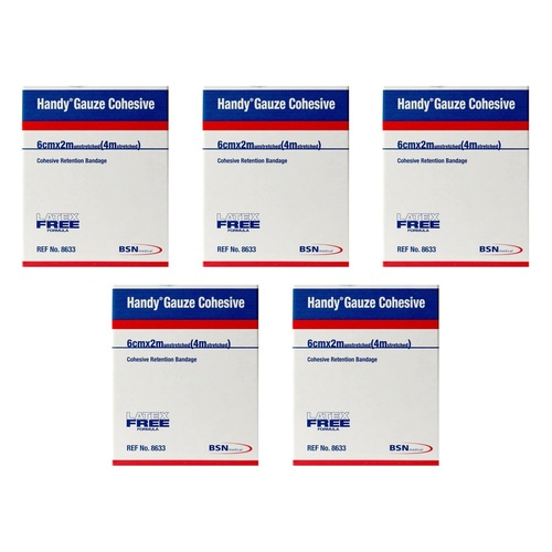 Handy Handygauze Cohesive Retention Bandage 6cm x 2m Pack of 5