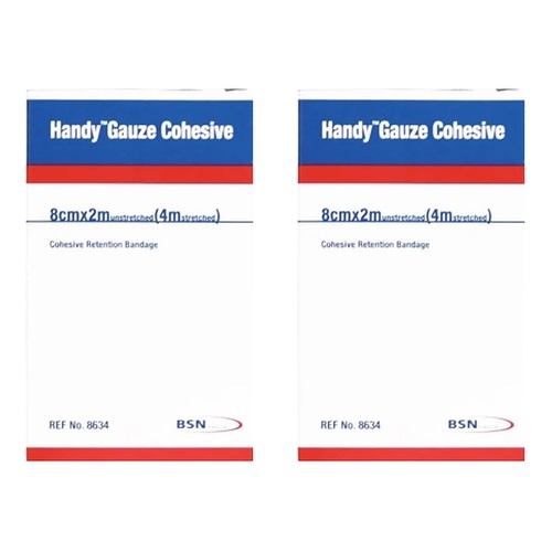 Handy Handygauze Cohesive Retention Bandage 8cm x 2m Pack of 2