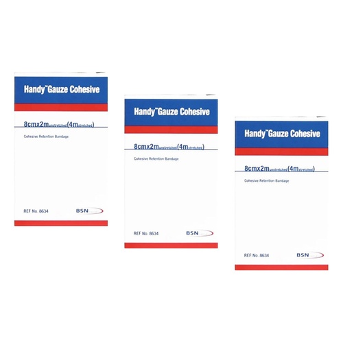 Handy Handygauze Cohesive Retention Bandage 8cm x 2m Pack of 3