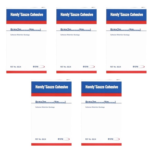 Handy Handygauze Cohesive Retention Bandage 8cm x 2m Pack of 5
