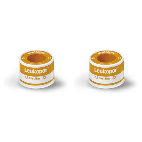 Leuko Leukopor Low Allergy Tape 2.5cm x 9.2m 12 Pack Bundle of 2