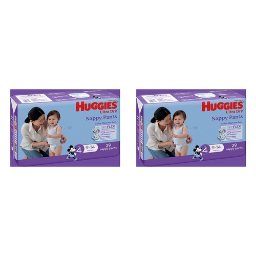 Huggies Nappy Pants Toddler Boy Size 4 29 Pack x 3 Bundle of 2