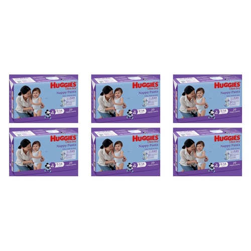 Huggies Nappy Pants Toddler Boy Size 4 29 Pack x 3 Bundle of 6