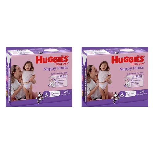 Huggies UltraDry Nappy Pants Junior Girl 24 Pack x 3 Bundle of 2
