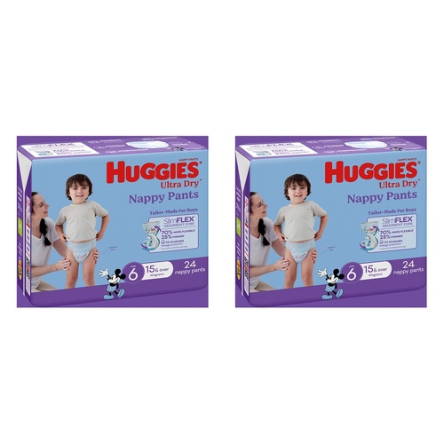Huggies UltraDry Nappy Pants Junior Boy 24 Pack x 3 Bundle of 2