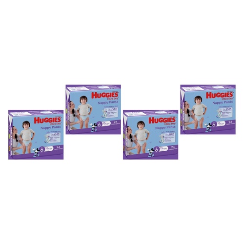 Huggies UltraDry Nappy Pants Junior Boy 24 Pack x 3 Bundle of 4