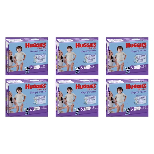 Huggies UltraDry Nappy Pants Junior Boy 24 Pack x 3 Bundle of 6