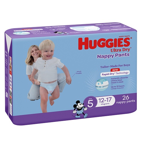 Huggies Walkers Nappy Pants for Boys 12-17kg 26 Pack x 3