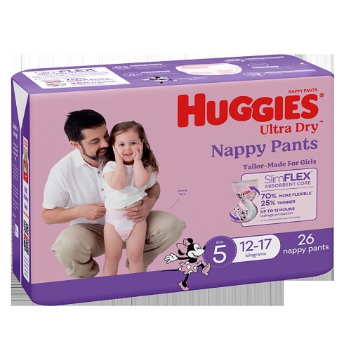 Huggies Walkers Nappy Pants for Girls 12-17kg 26 Pack x 3
