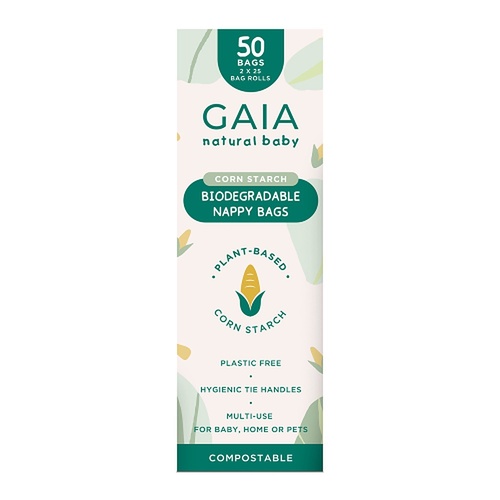 GAIA Natural Baby Biodegradable Nappy Bags 50 Pack