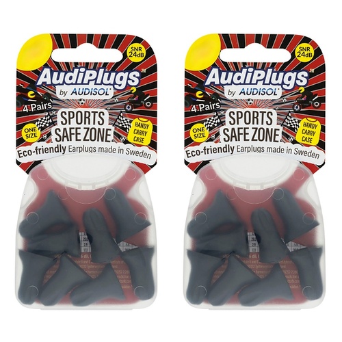 Audiplugs Sports Safe Zone Foam Ear Plugs 4 Pairs Pack of 2
