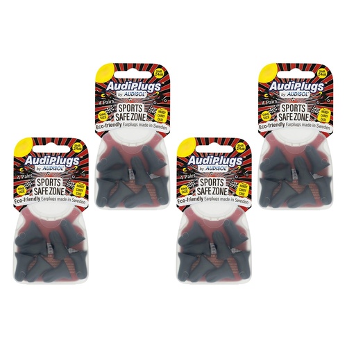 Audiplugs Sports Safe Zone Foam Ear Plugs 4 Pairs Pack of 4