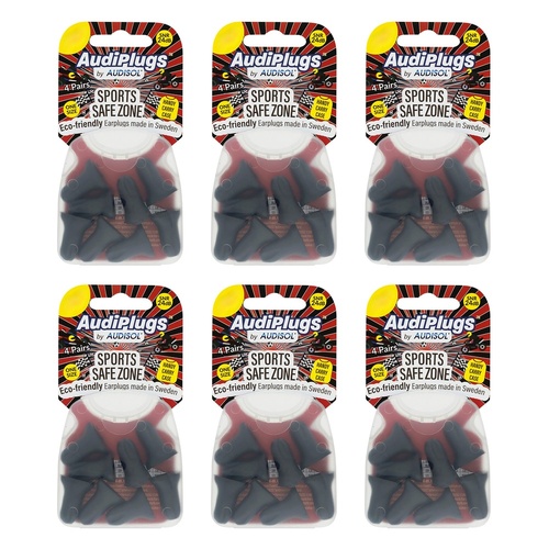 Audiplugs Sports Safe Zone Foam Ear Plugs 4 Pairs Pack of 6