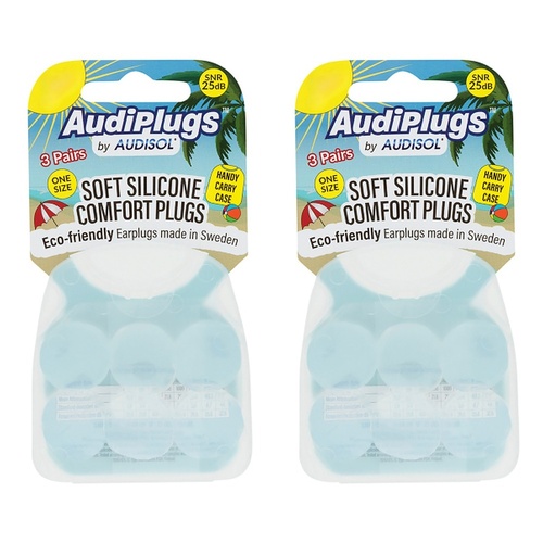 Audiplugs Soft Silicone Comfort Plugs 3 Pairs Pack of 2