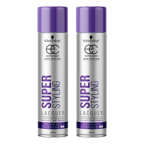 Schwarzkopf Extra Care Super Styling Lacquer Maximum Hold 400g Pack of 2