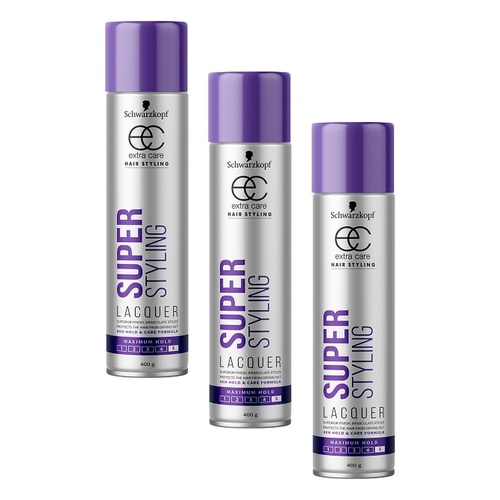 Schwarzkopf Extra Care Super Styling Lacquer Maximum Hold 400g Pack of 3