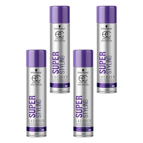 Schwarzkopf Extra Care Super Styling Lacquer Maximum Hold 400g Pack of 4