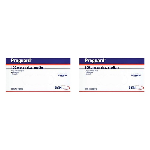 Proguard Vinyl Examination Gloves Medium 100 Pack Bundle of 2