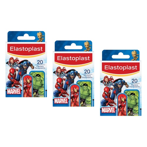 Elastoplast Marvel Kids Plasters 20 Pack Bundle of 3
