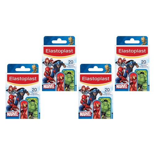 Elastoplast Marvel Kids Plasters 20 Pack Bundle of 4