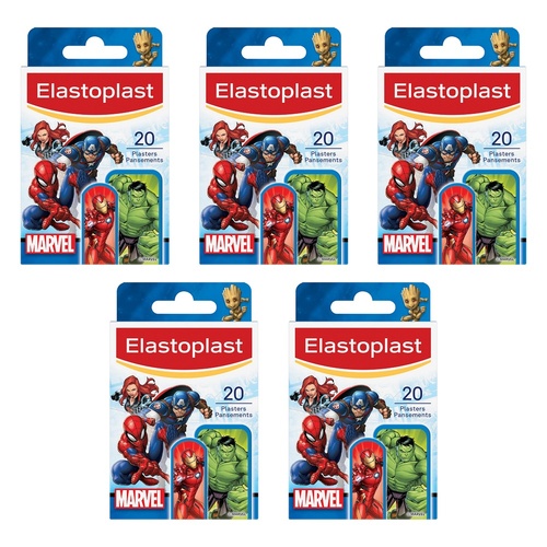 Elastoplast Marvel Kids Plasters 20 Pack Bundle of 5