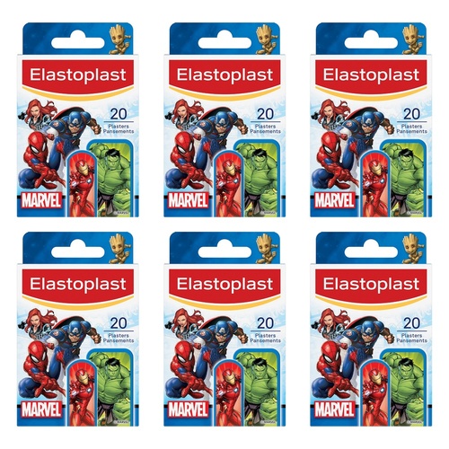 Elastoplast Marvel Kids Plasters 20 Pack Bundle of 6