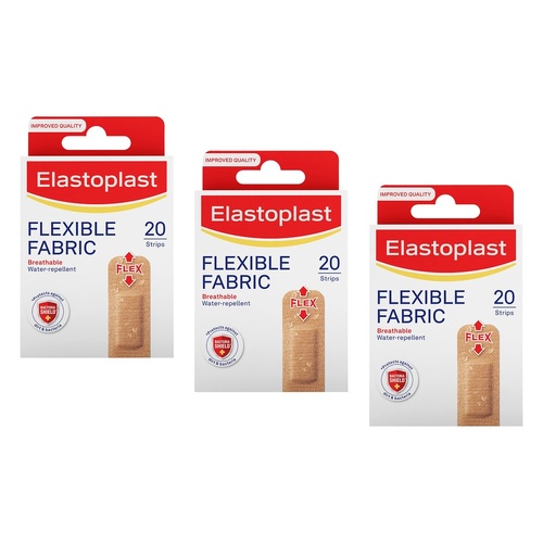Elastoplast Flexible Fabric Plasters 20 Pack Bundle of 3