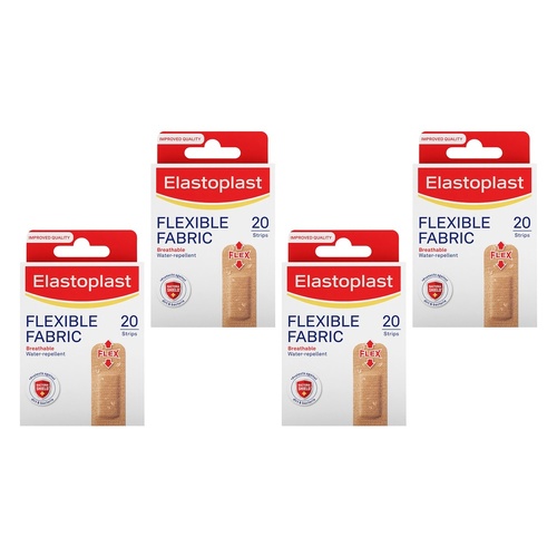 Elastoplast Flexible Fabric Plasters 20 Pack Bundle of 4