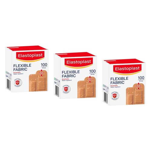 Elastoplast Flexible Fabric Plasters 100 Pack Bundle of 3