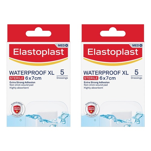 Elastoplast Waterproof XL Sterile Dressings 6cm x 7cm Pack of 2