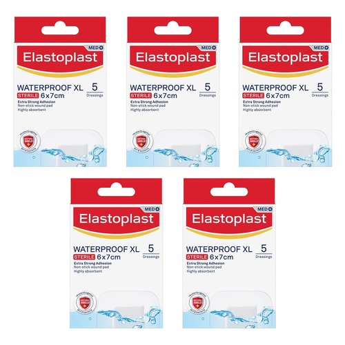 Elastoplast Waterproof XL Sterile Dressings 6cm x 7cm Pack of 5