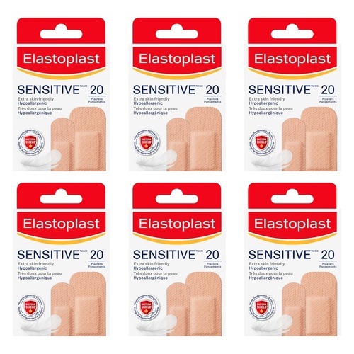 Elastoplast Sensitive Light Plasters 20 Pack Bundle of 6